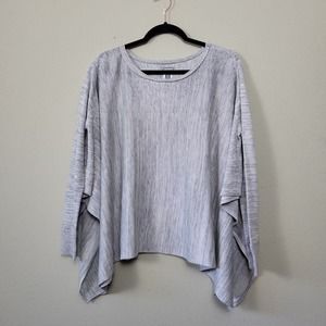 Converse Women's S Long Sleeve Draped Thermal‎ Henley Top Light Gray Lagenlook